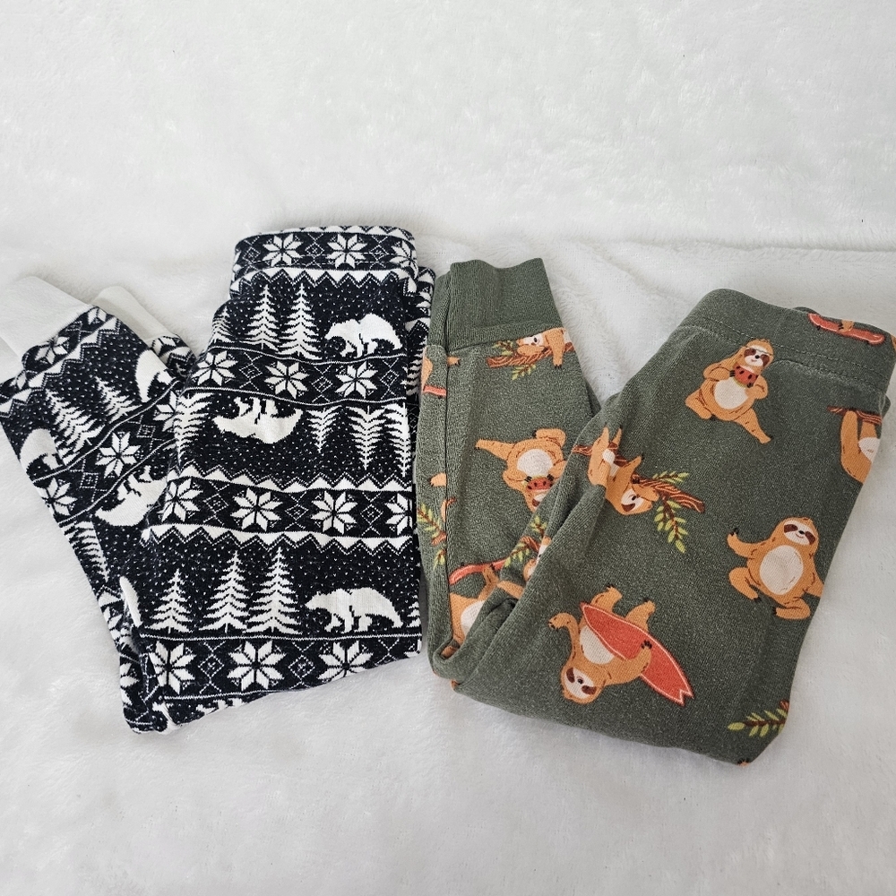 Old Navy Pajama Pants Todder Baby Size 18 24‎ Months 2T Sloth Bear PJs Lot of 2